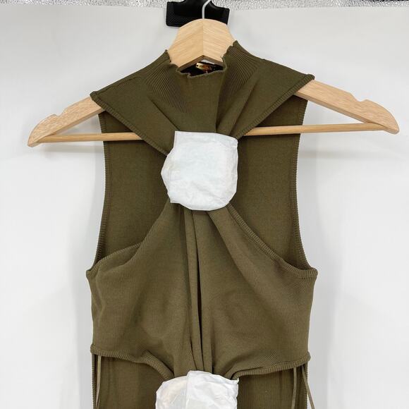 Cult Gaia | NWT Ambar Knit Dress in Nymph Olive Green Midi M - Picture 9 of 16